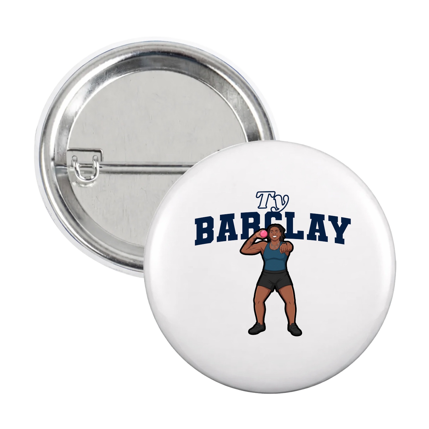 Game Day Button — Name Arch in White