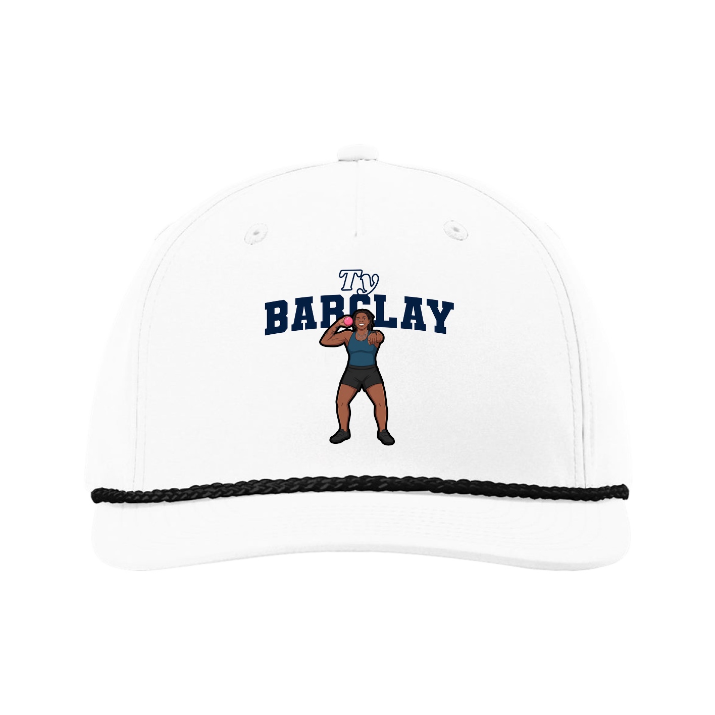 Five-Panel Classic Rope Cap — Name Arch in White