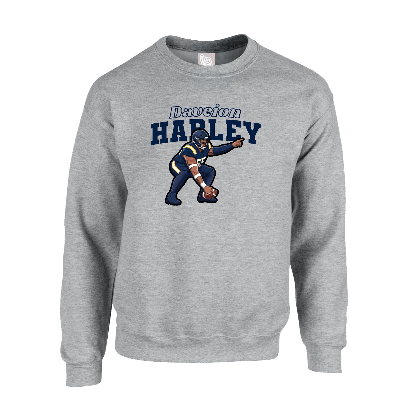 Fleece Crew — Name Arch in Grey