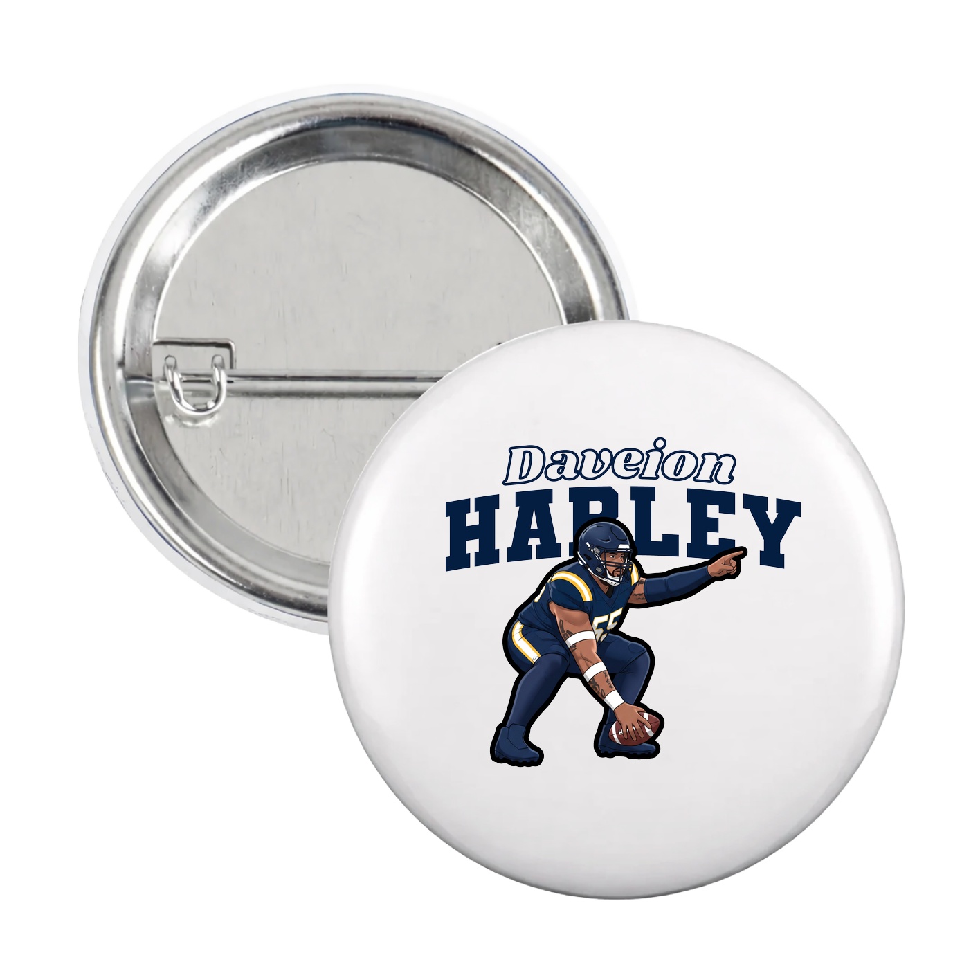 Game Day Button — Name Arch in White