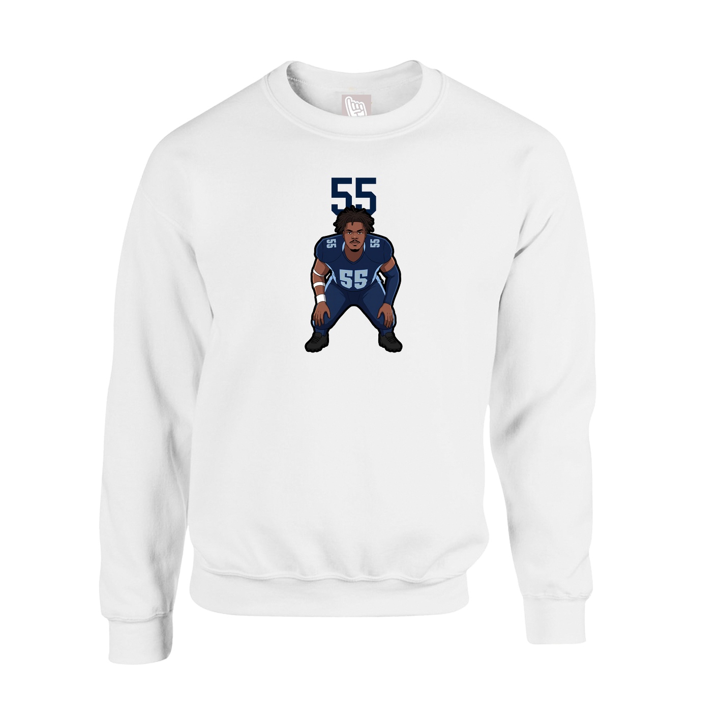 Fleece Crew — Number Top in White