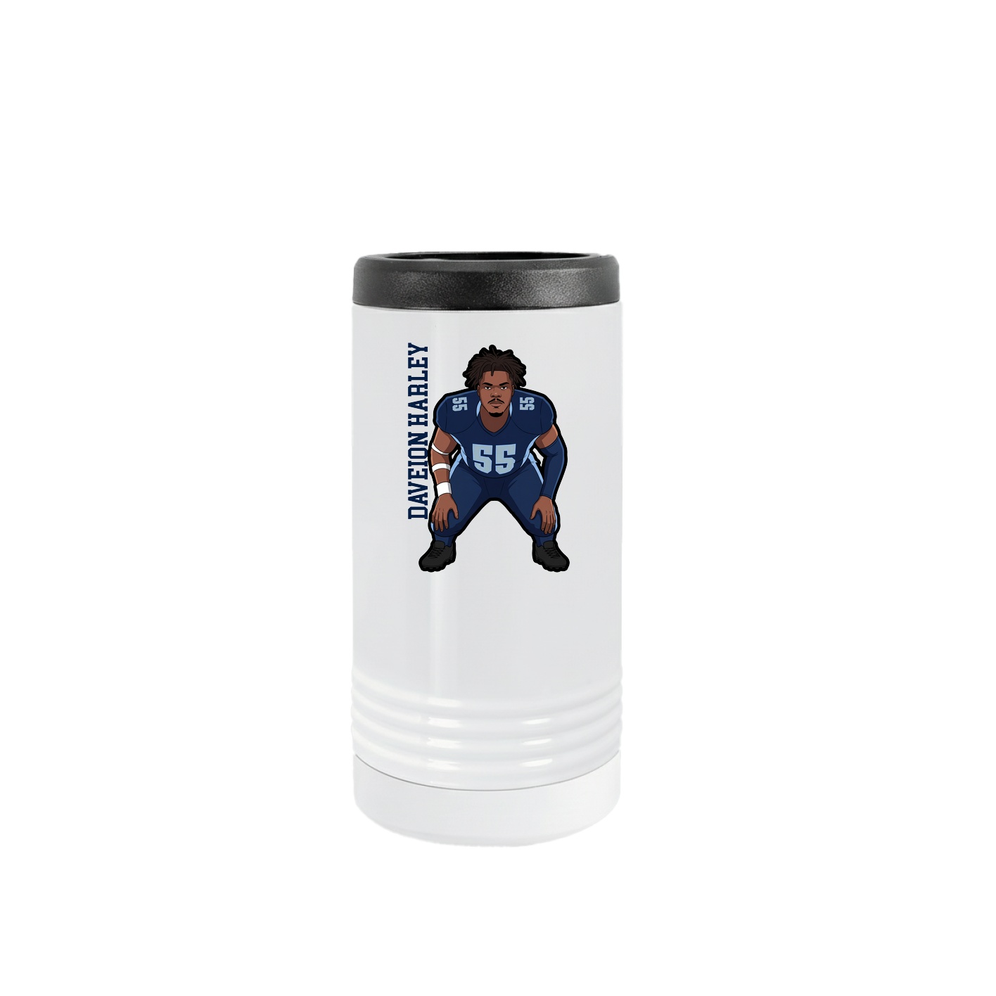 Slim Beverage Holder — Name Vertical in White