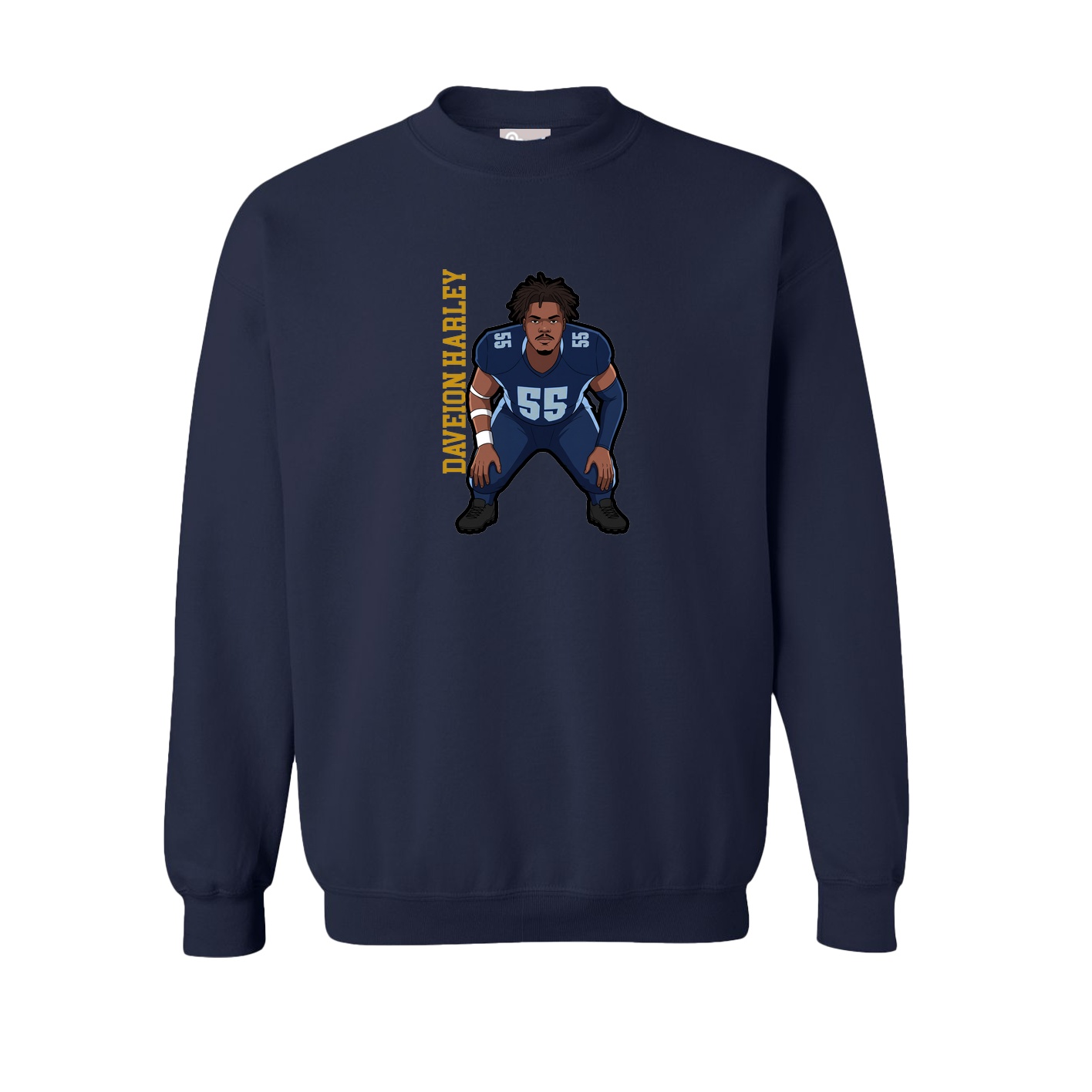 Fleece Crew — Name Vertical in Navy