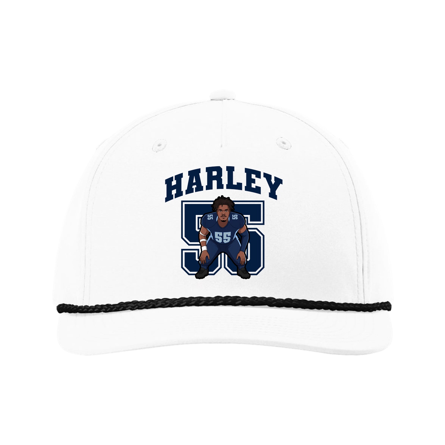 Five-Panel Classic Rope Cap — Number in White