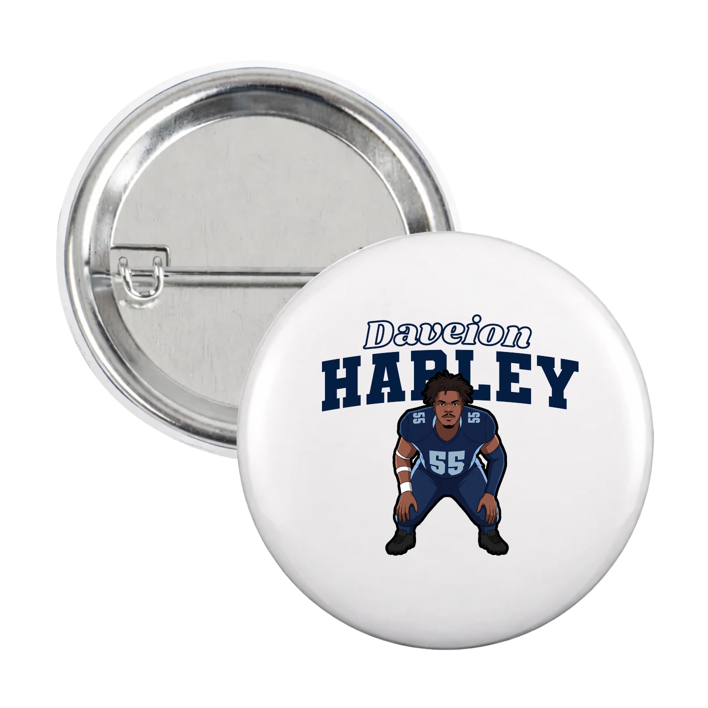 Game Day Button — Name Arch in White