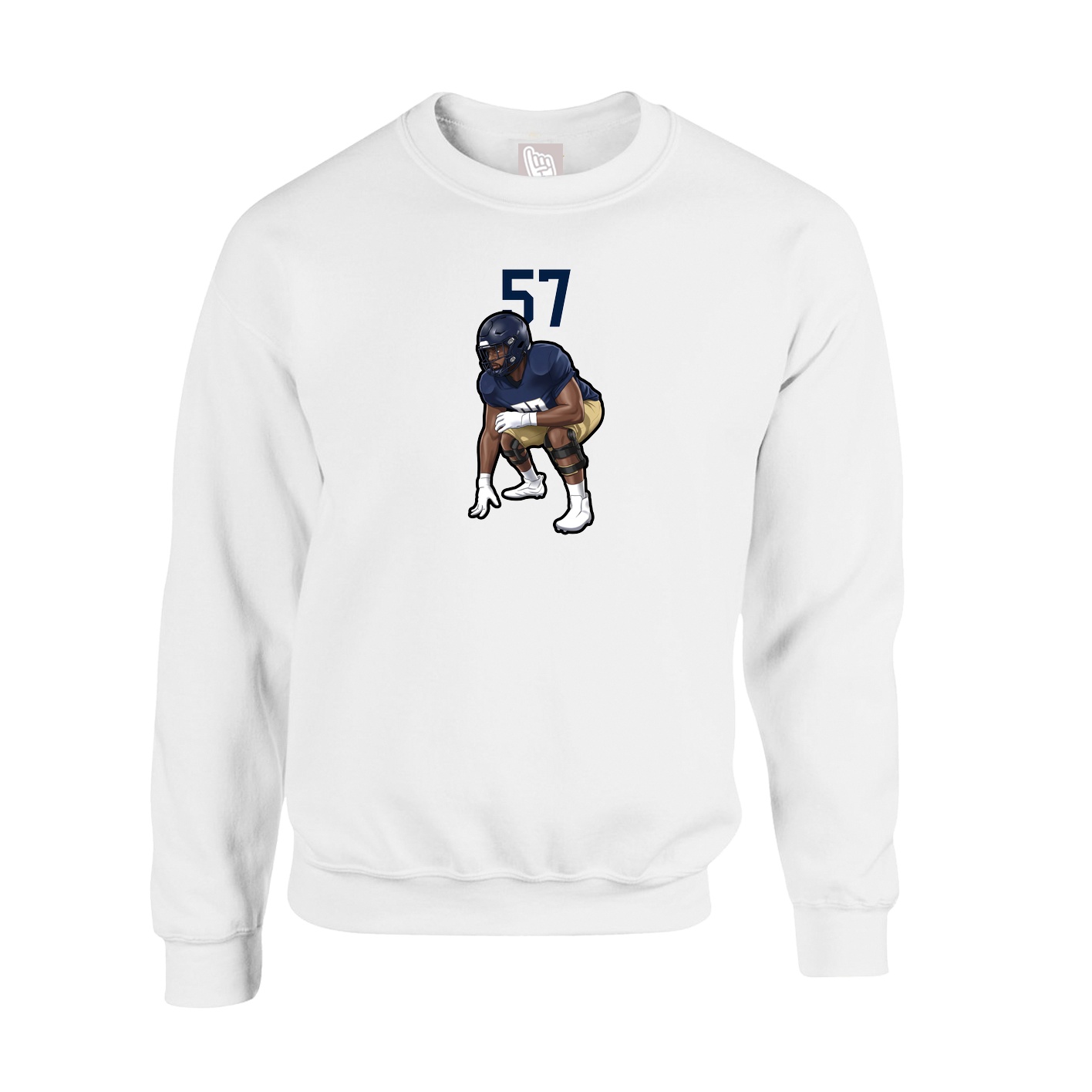 Fleece Crew — Number Top in White