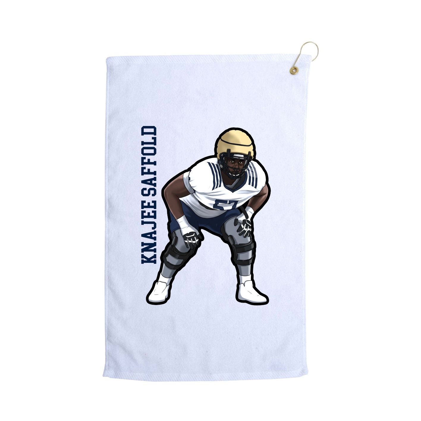 Golf Towel — Name Vertical in White