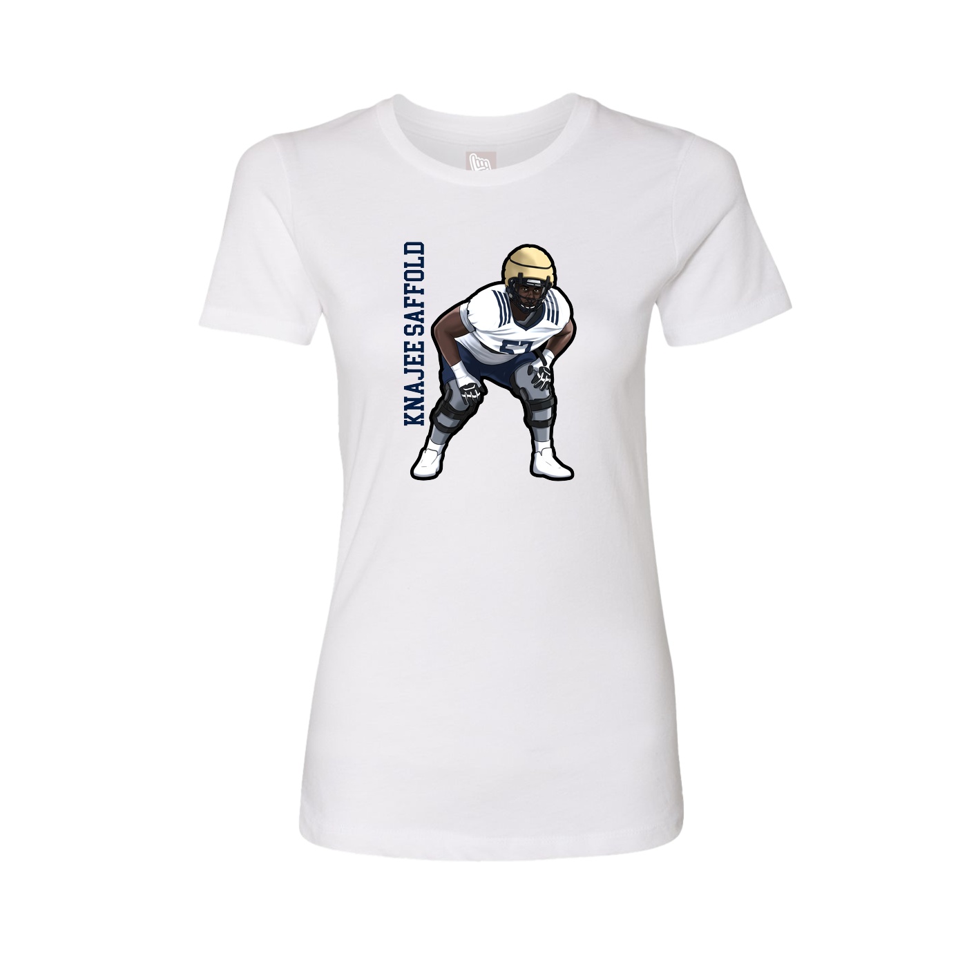 Fitted Women's Tee — Name Vertical in White