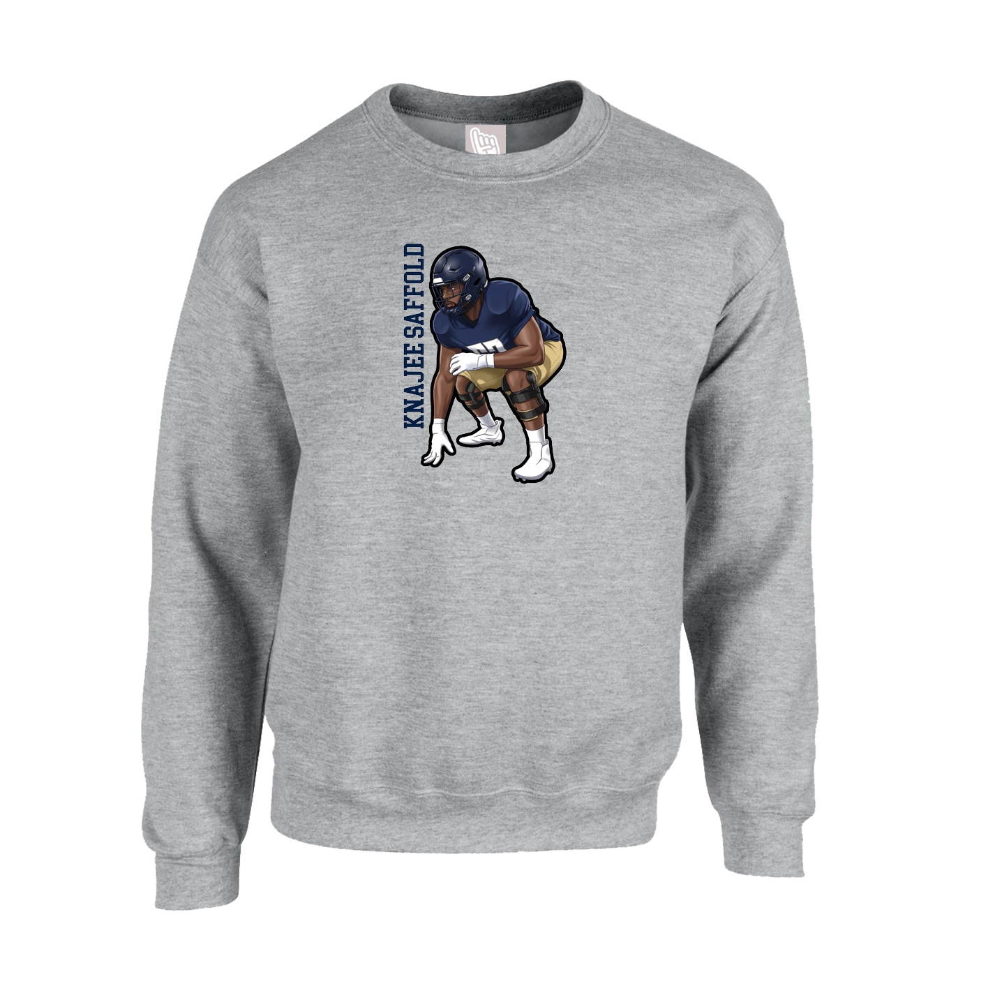 Fleece Crew — Name Vertical in Grey