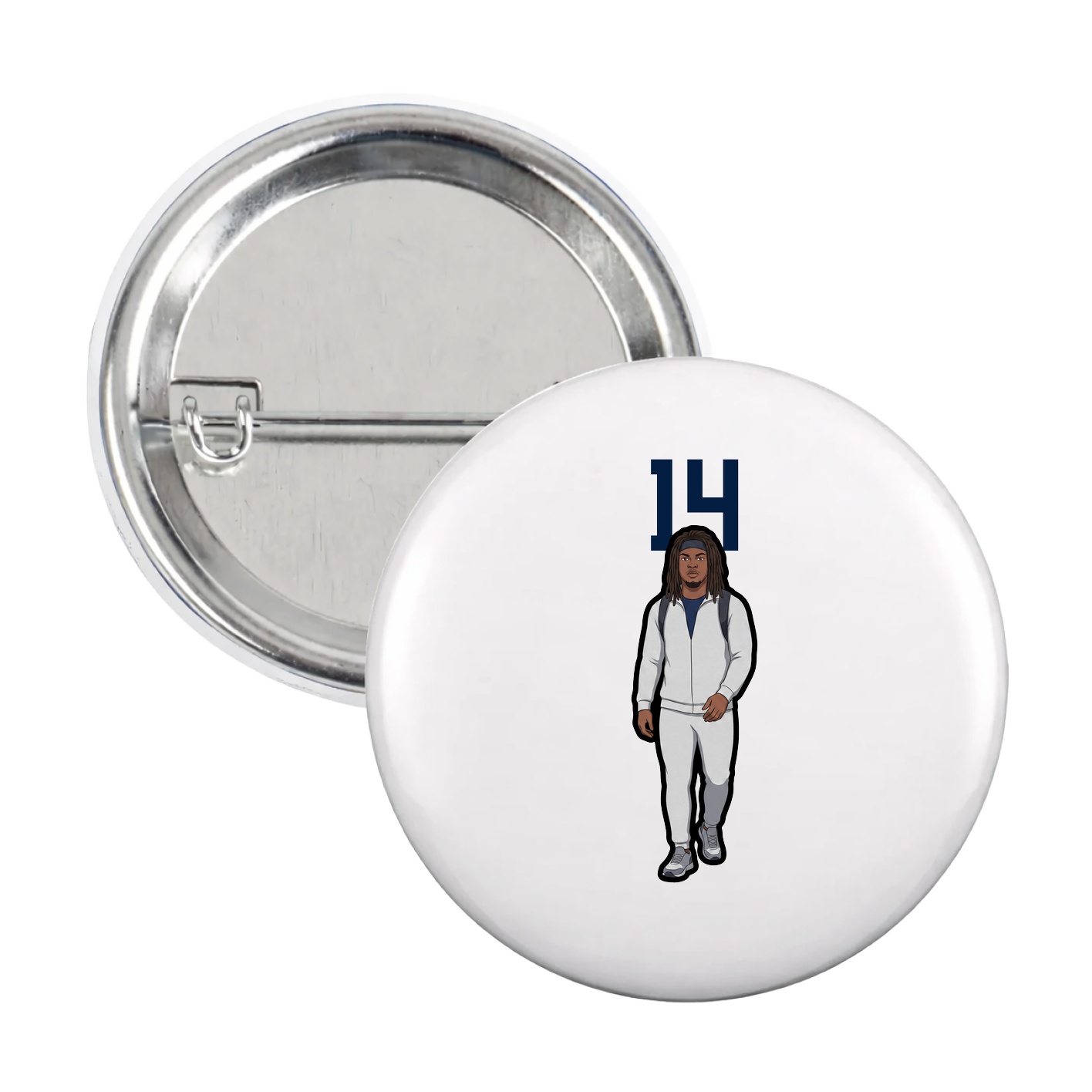 Game Day Button — Number Top in White
