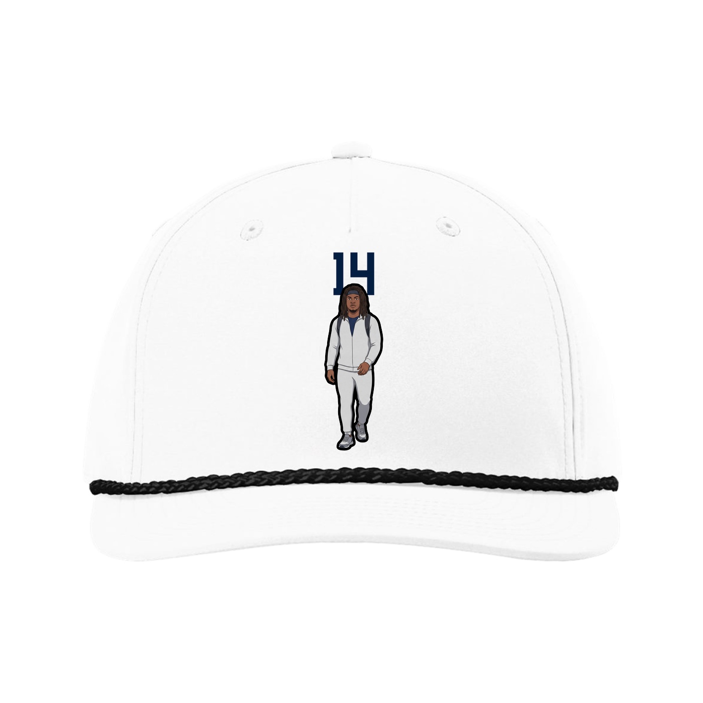 Five-Panel Classic Rope Cap — Number Top in White