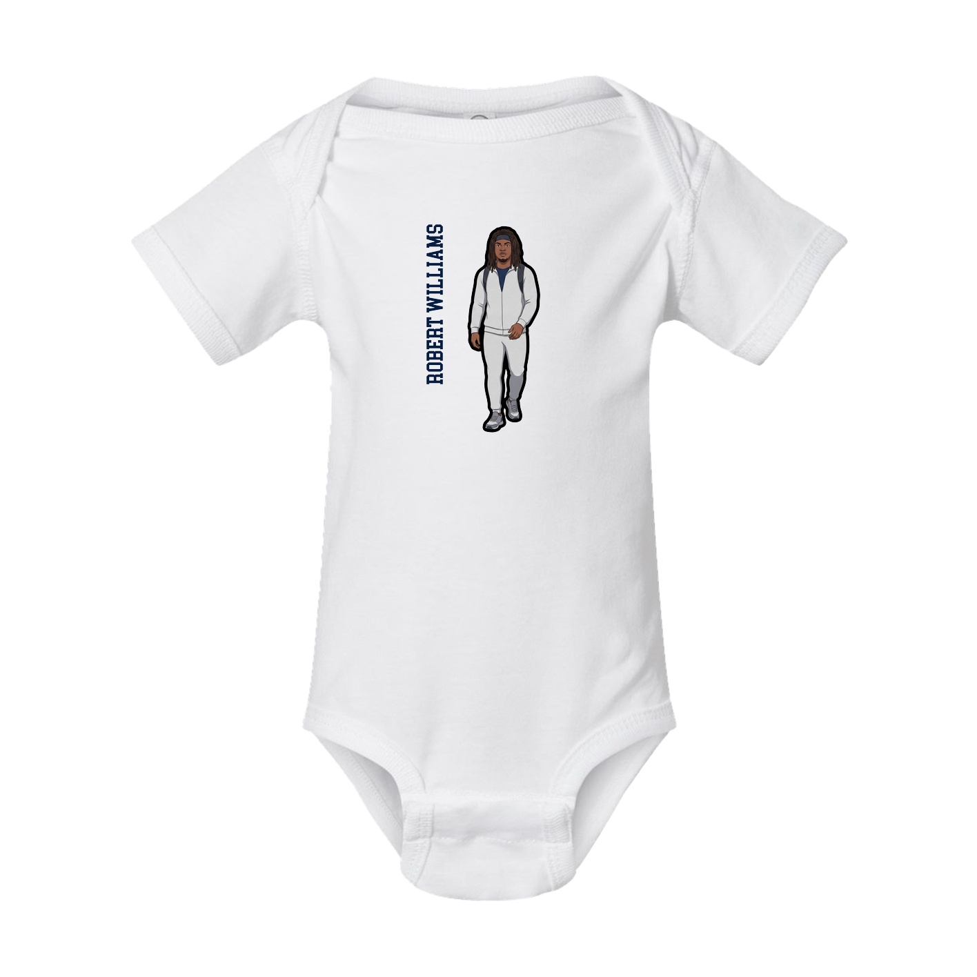 Baby Onesie — Name Vertical in White