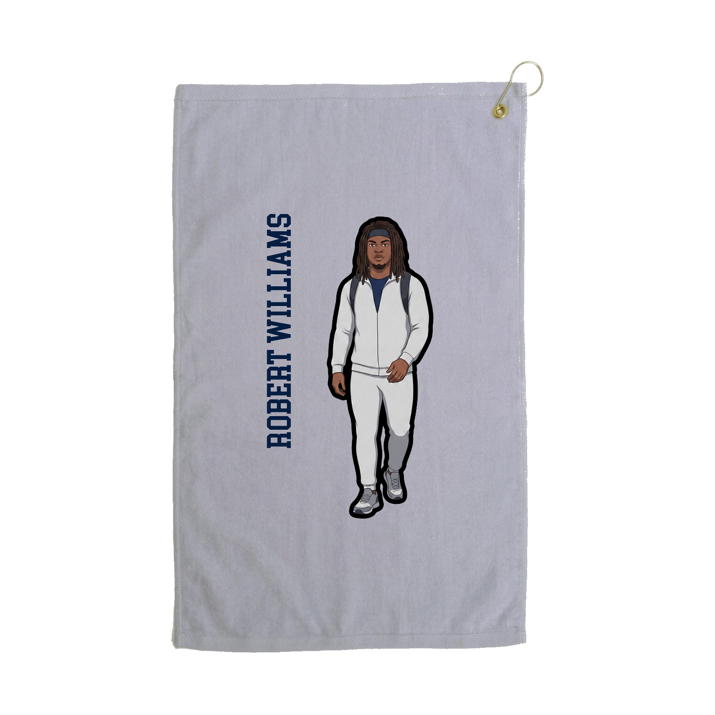 Golf Towel — Name Vertical in Grey