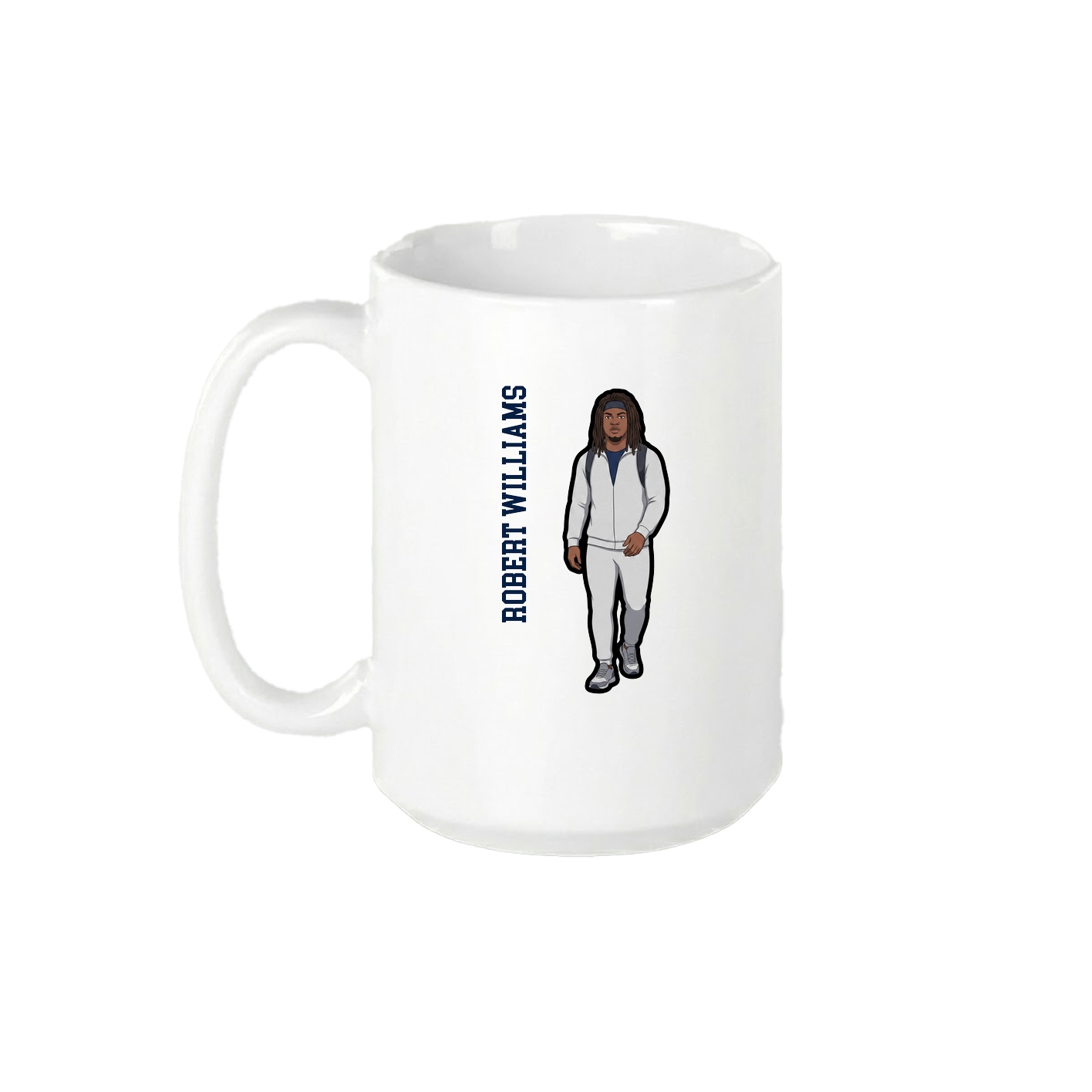 15oz Coffee Mug — Name Vertical in White