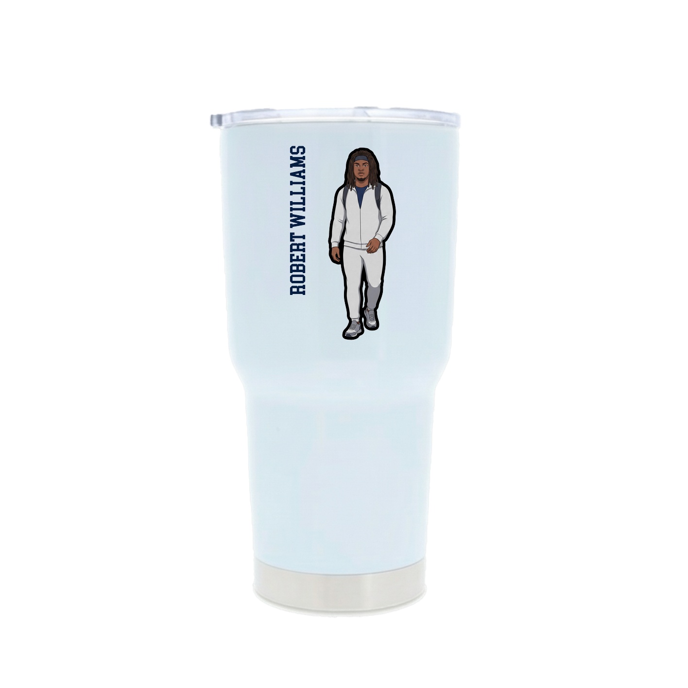 30oz Stainless Steel Tumbler — Name Vertical in White