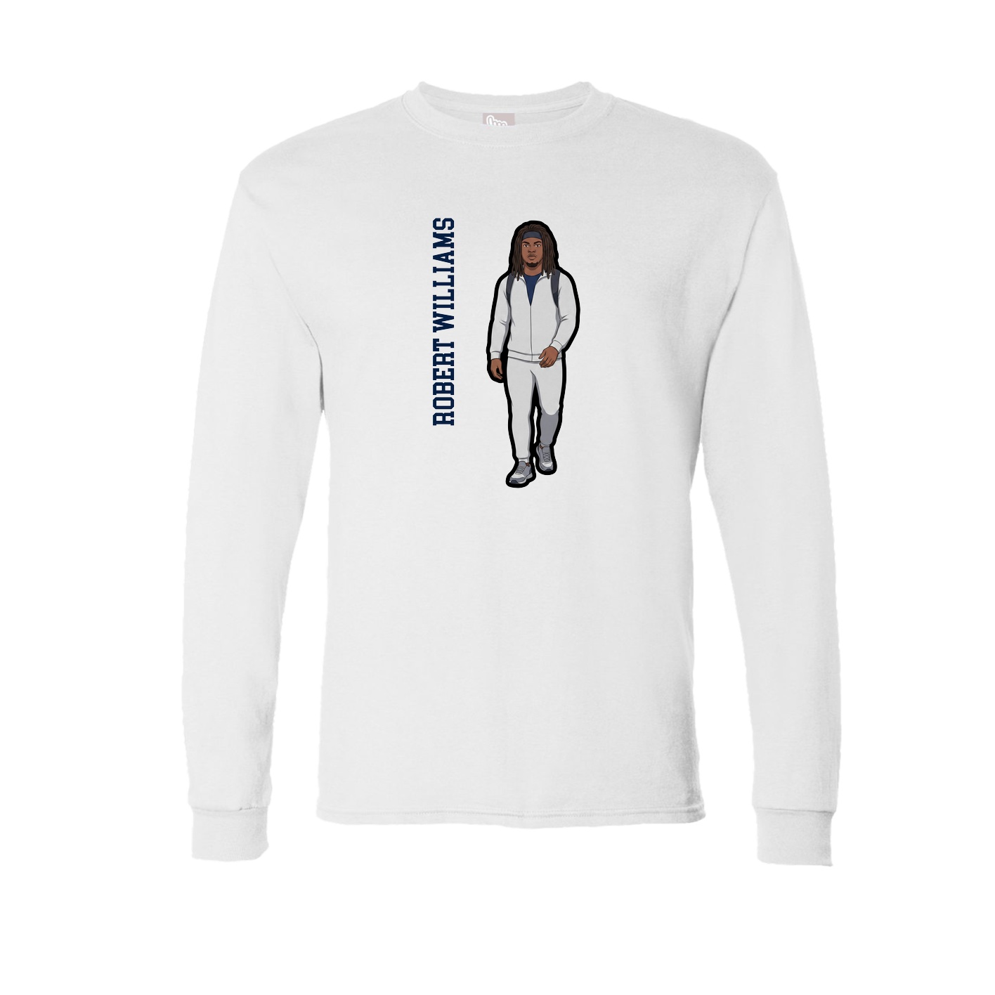 Long Sleeve Tee — Name Vertical in White