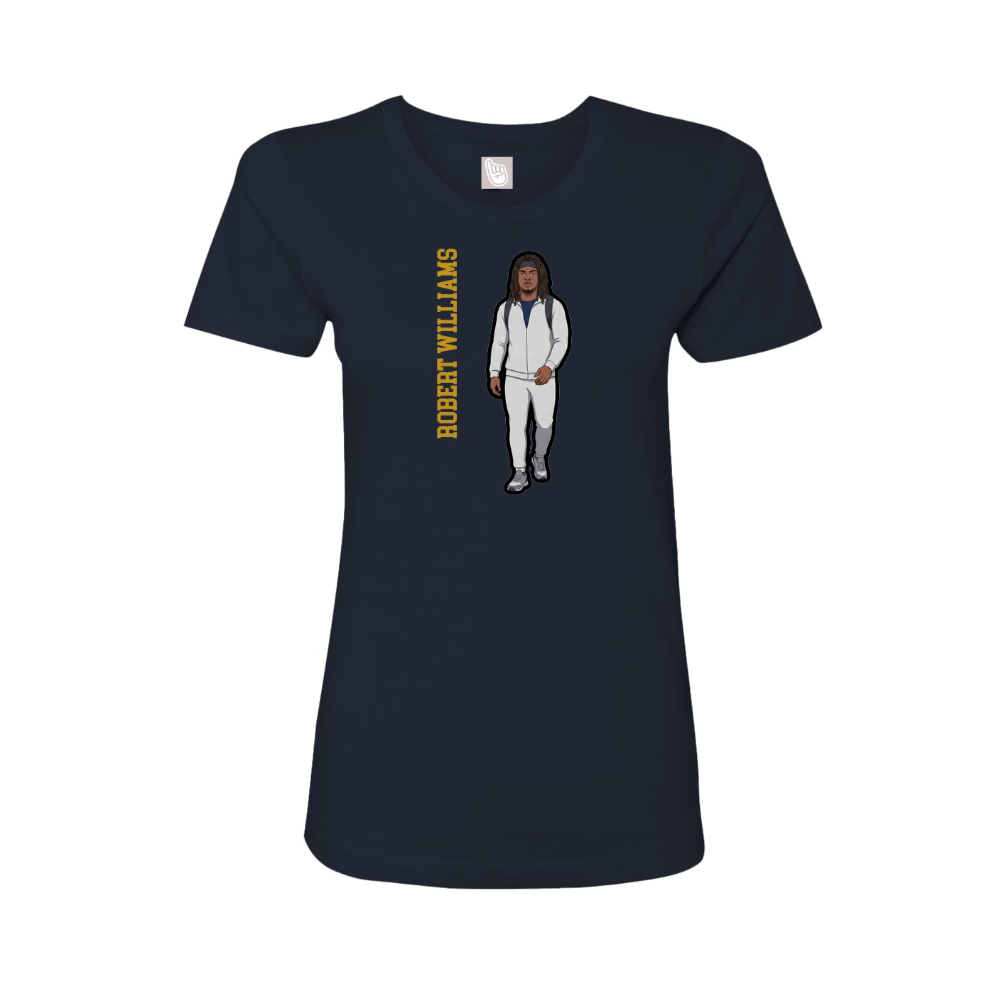 Womens Tee — Name Vertical in Navy