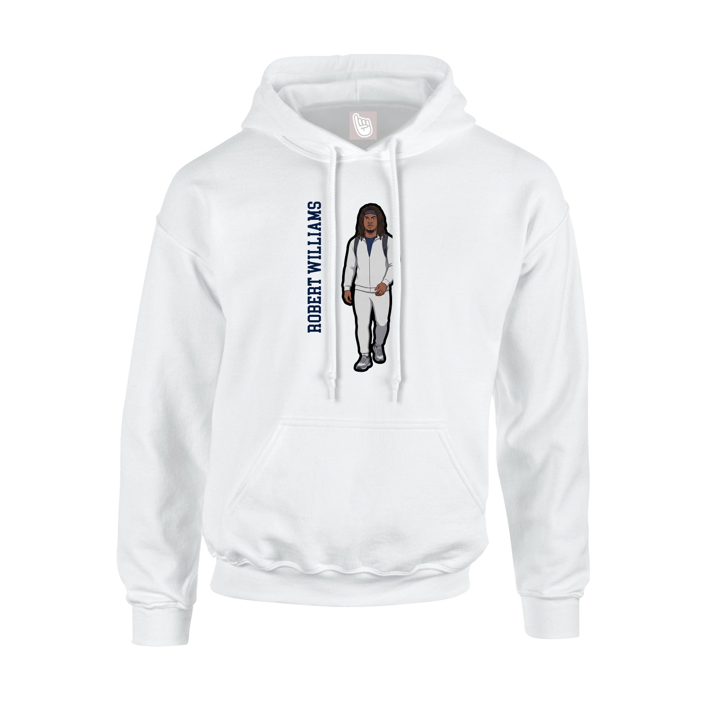 Youth Hoodie — Name Vertical in White
