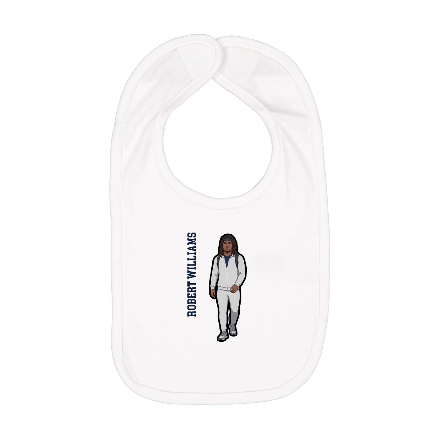 Infant Bib — Name Vertical in White