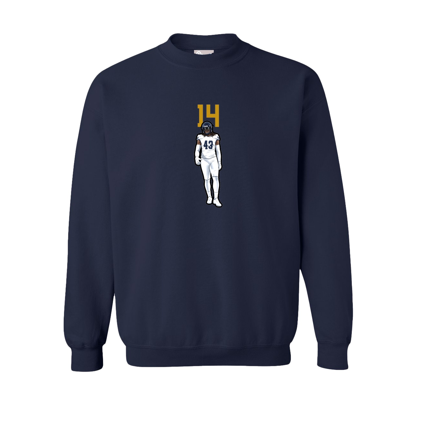 Fleece Crew — Number Top in Navy