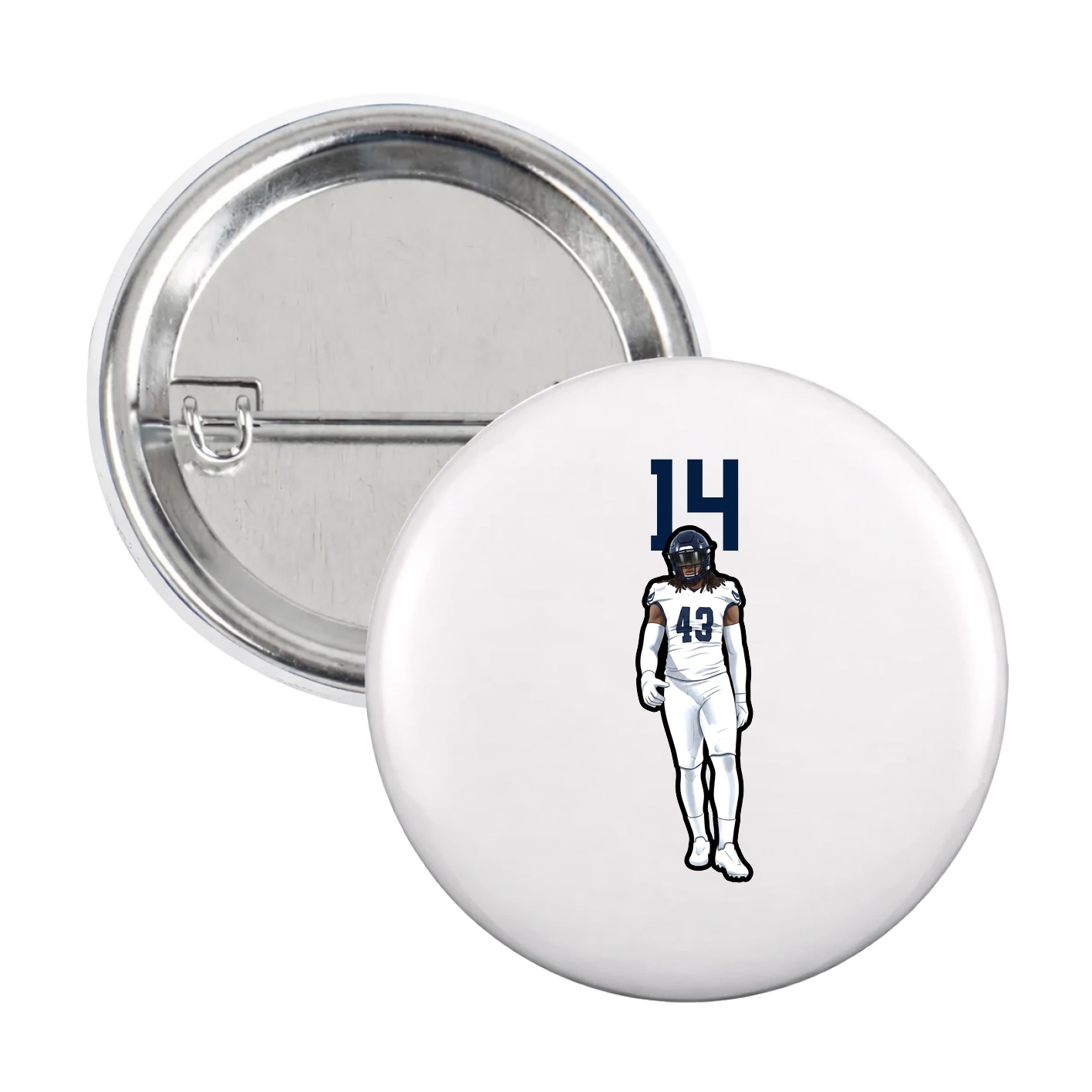 Game Day Button — Number Top in White