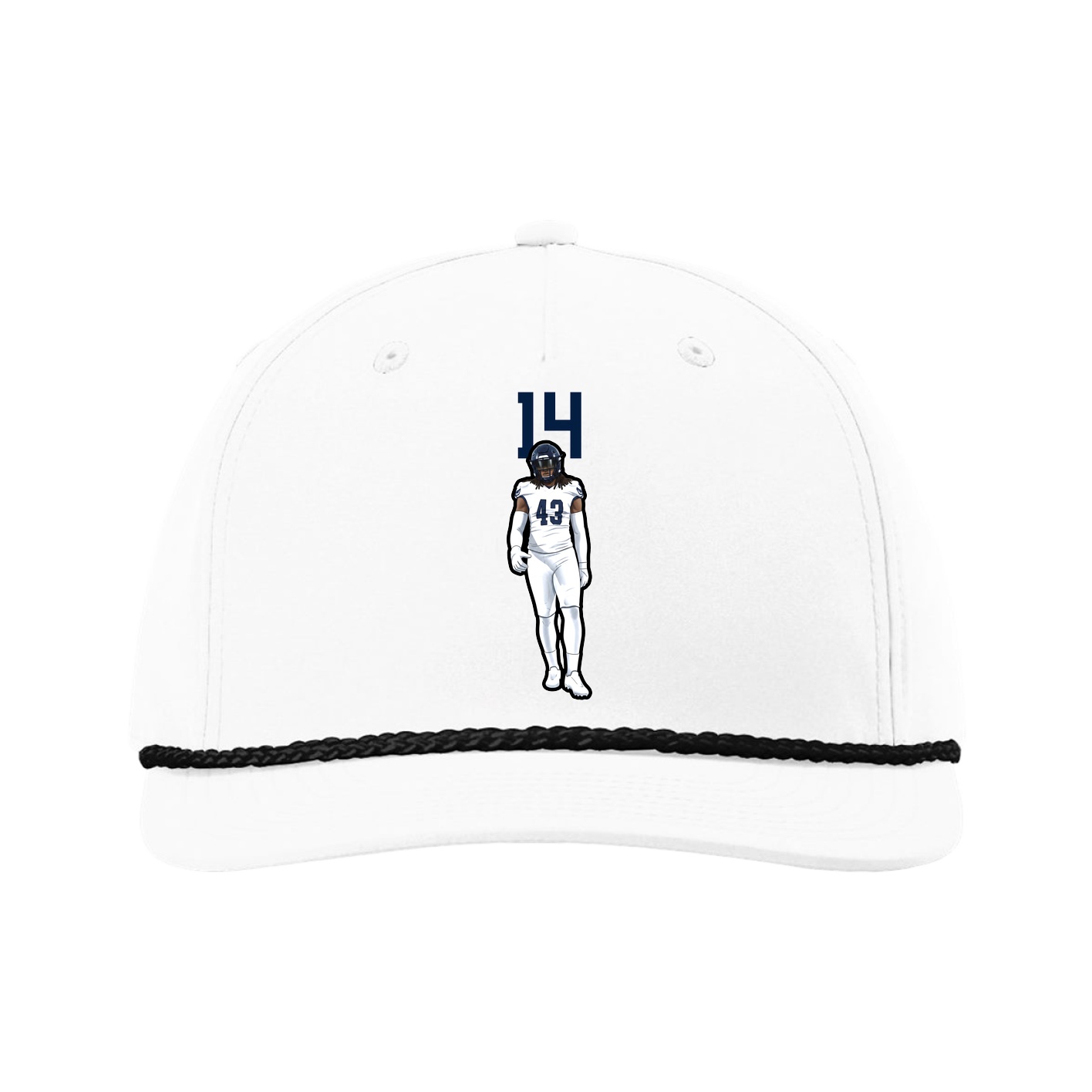 Five-Panel Classic Rope Cap — Number Top in White