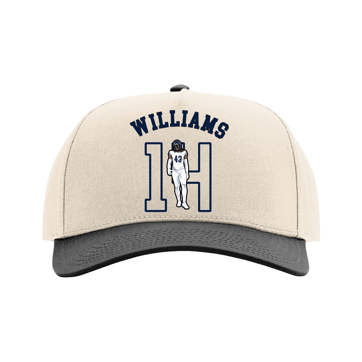 Full Fabric Five-Panel Champ Cap — Shirsey Arch in Cream/Black