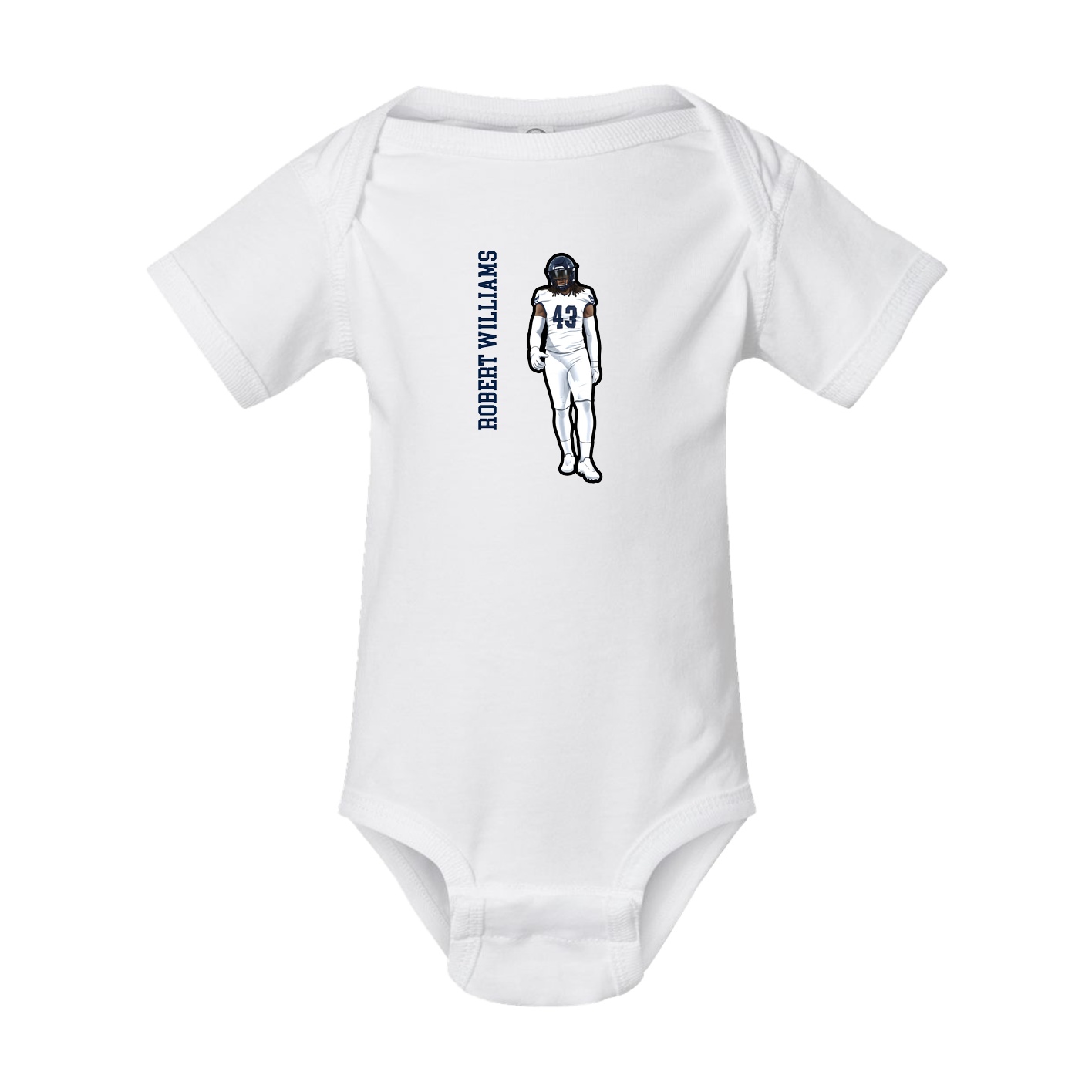 Baby Onesie — Name Vertical in White