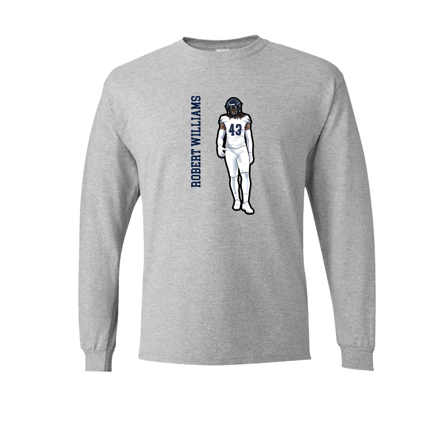 Long Sleeve Tee — Name Vertical in Grey