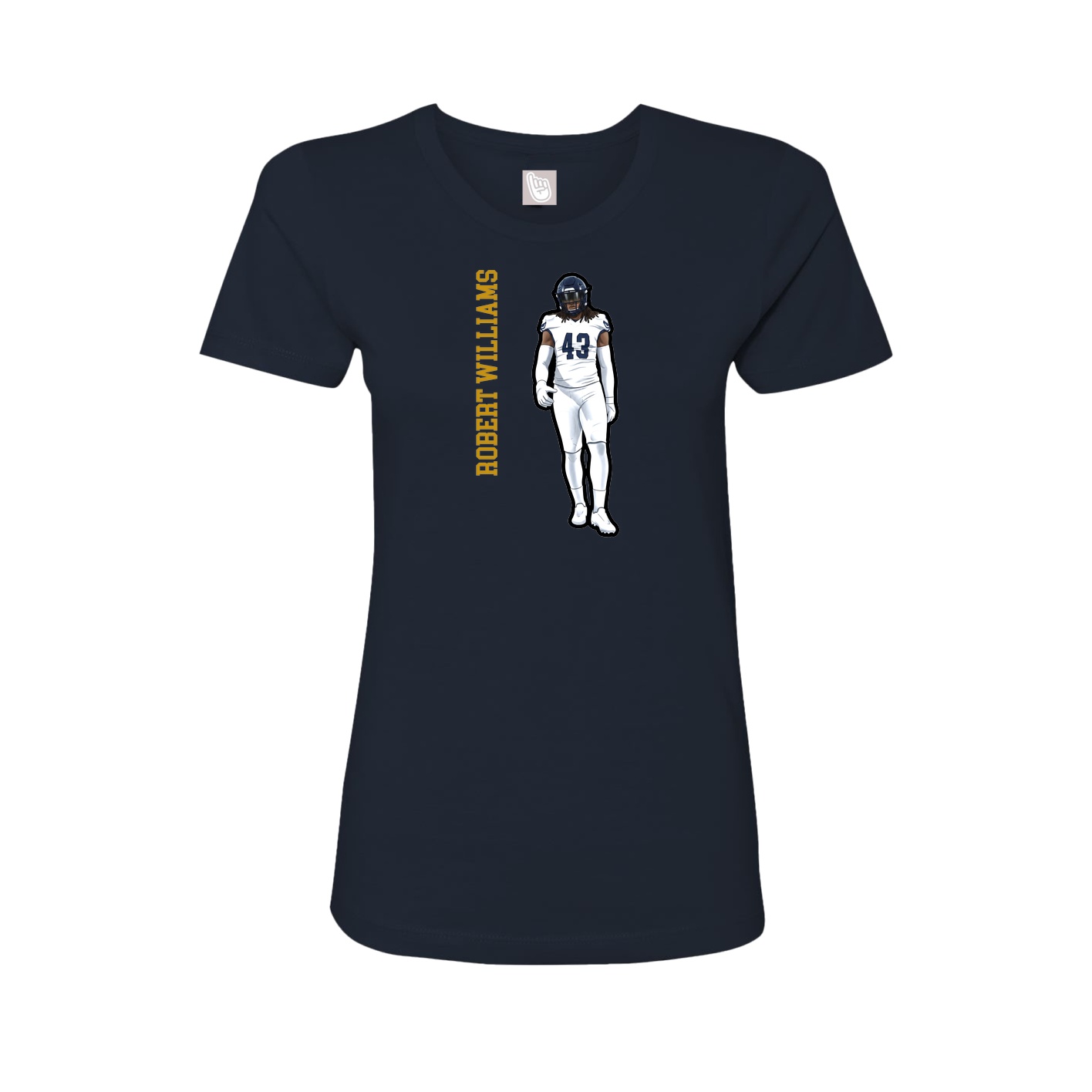 Womens Tee — Name Vertical in Navy