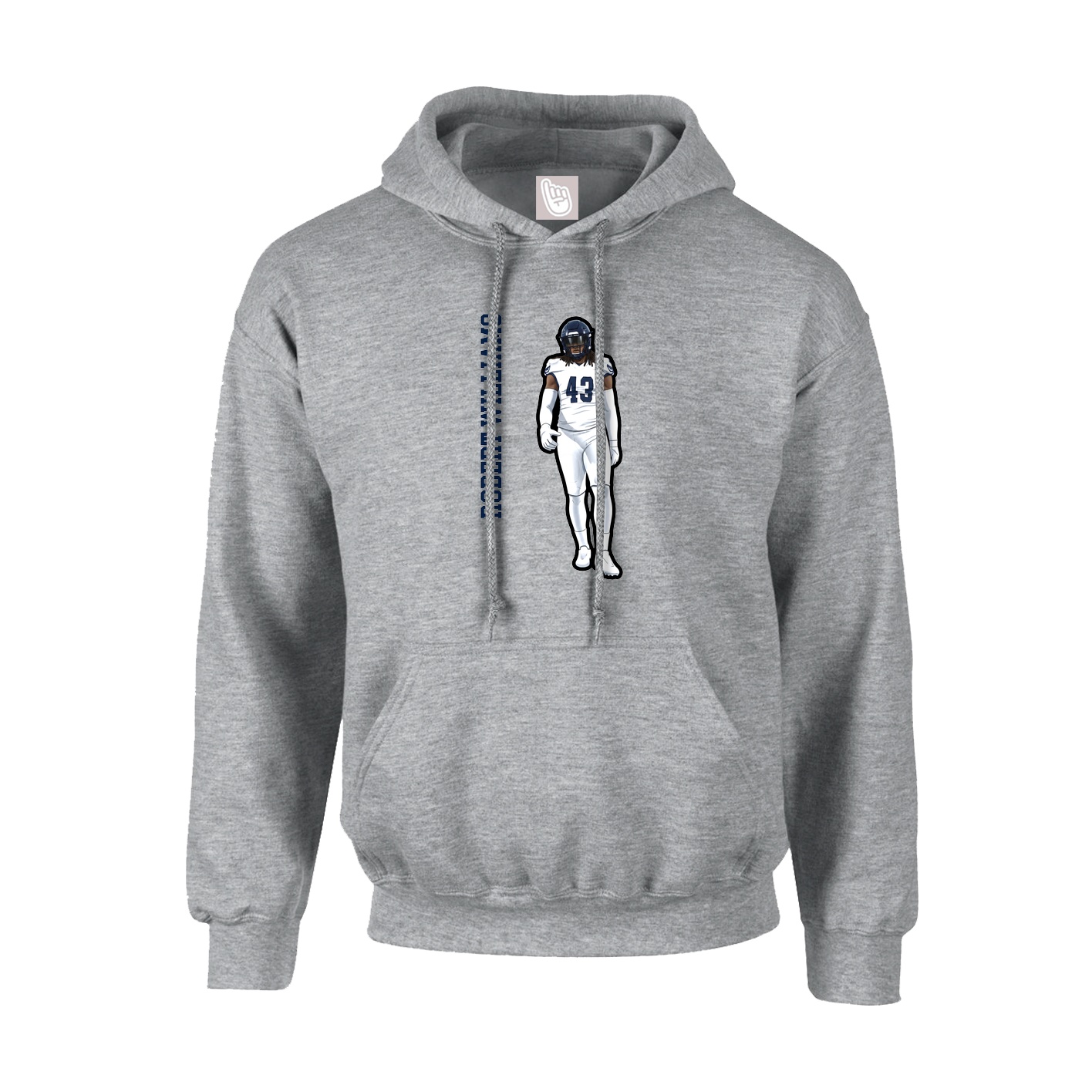 Hoodie — Name Vertical in Grey