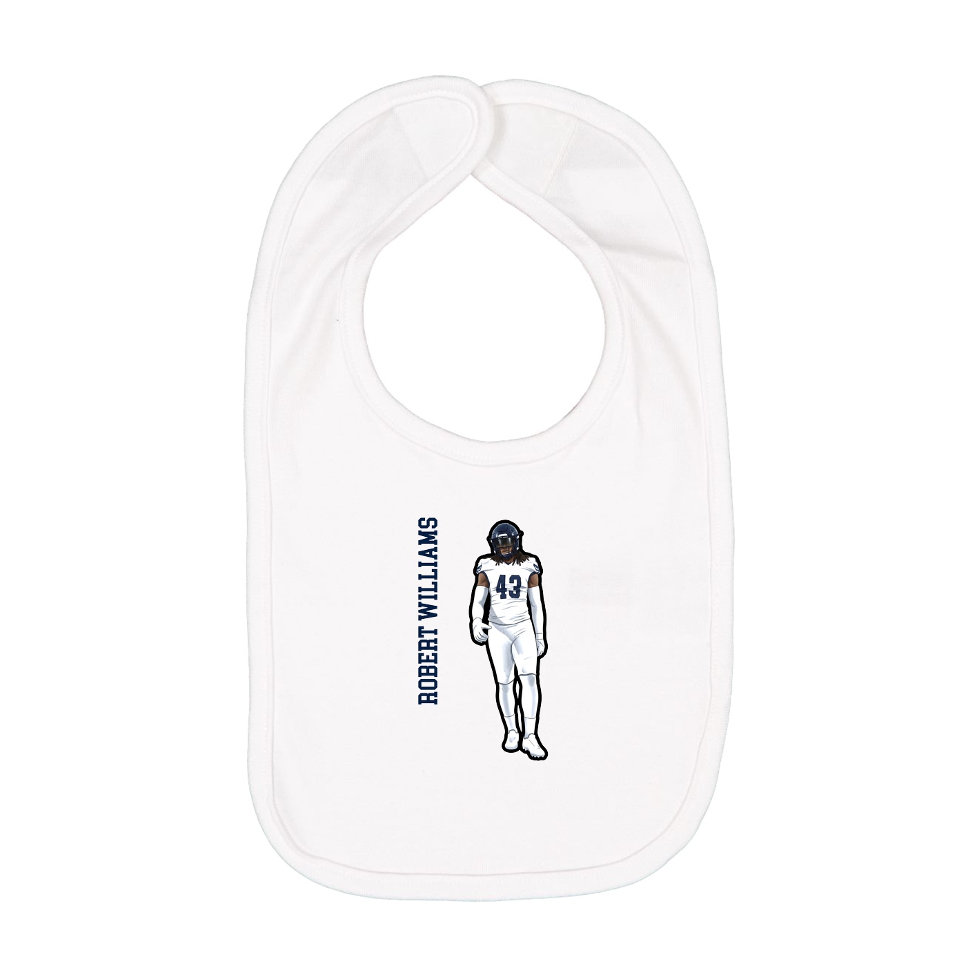 Infant Bib — Name Vertical in White
