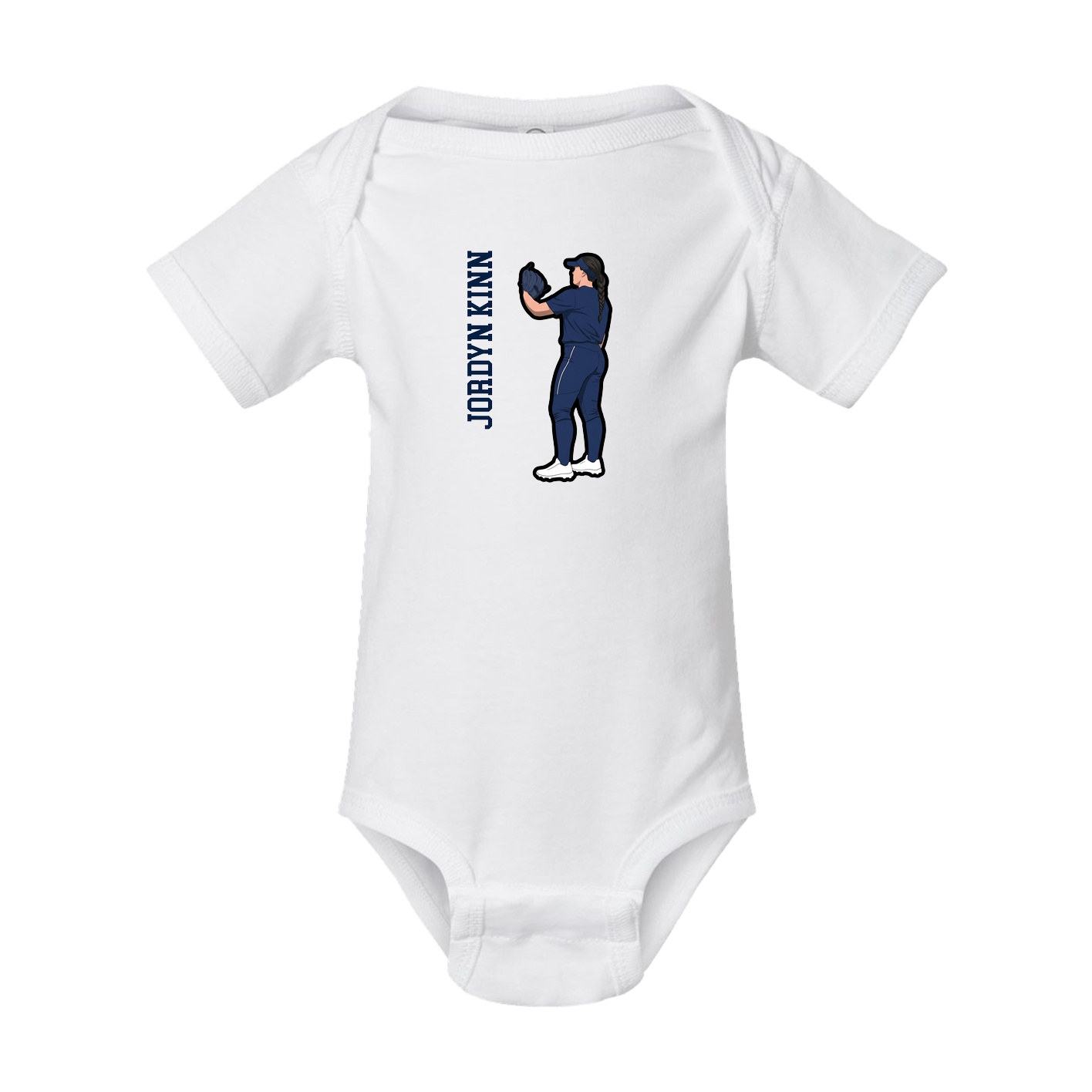 Baby Onesie — Name Vertical in White
