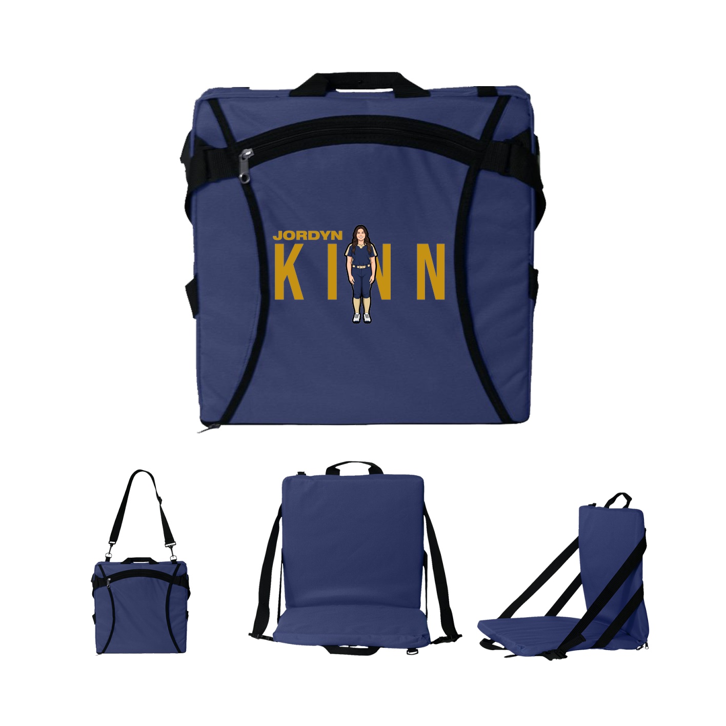 Folding Stadium Seat — Player Name in Navy