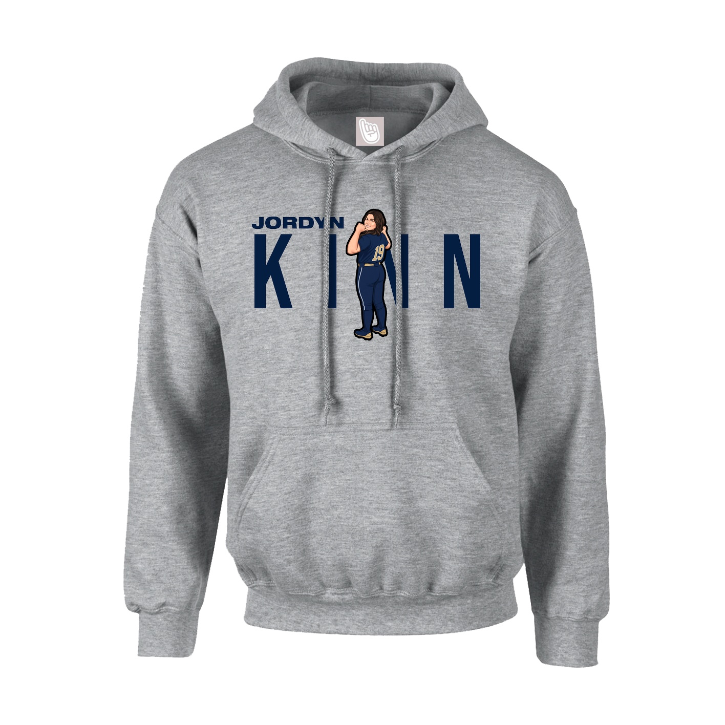 Youth Hoodie — Player Name in Grey