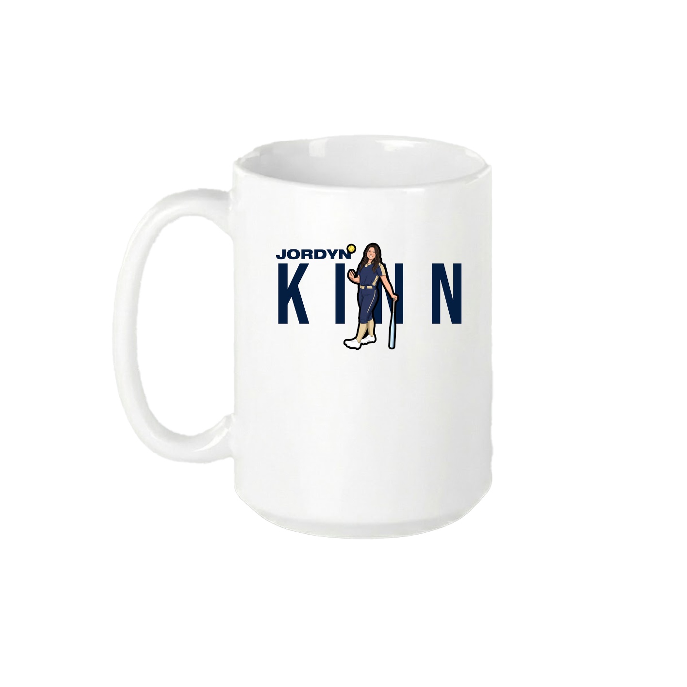 15oz Coffee Mug — Player Name in White