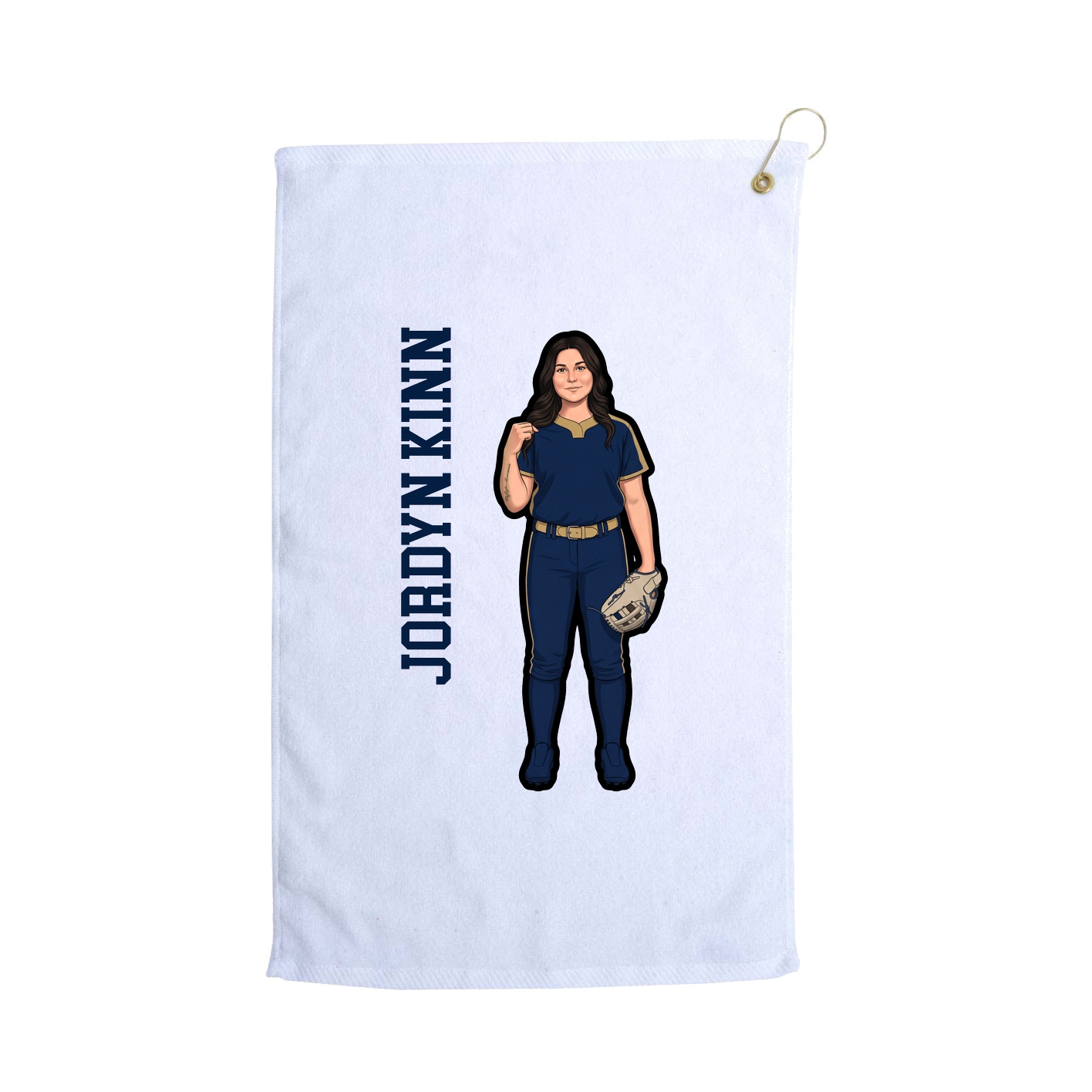 Golf Towel — Name Vertical in White