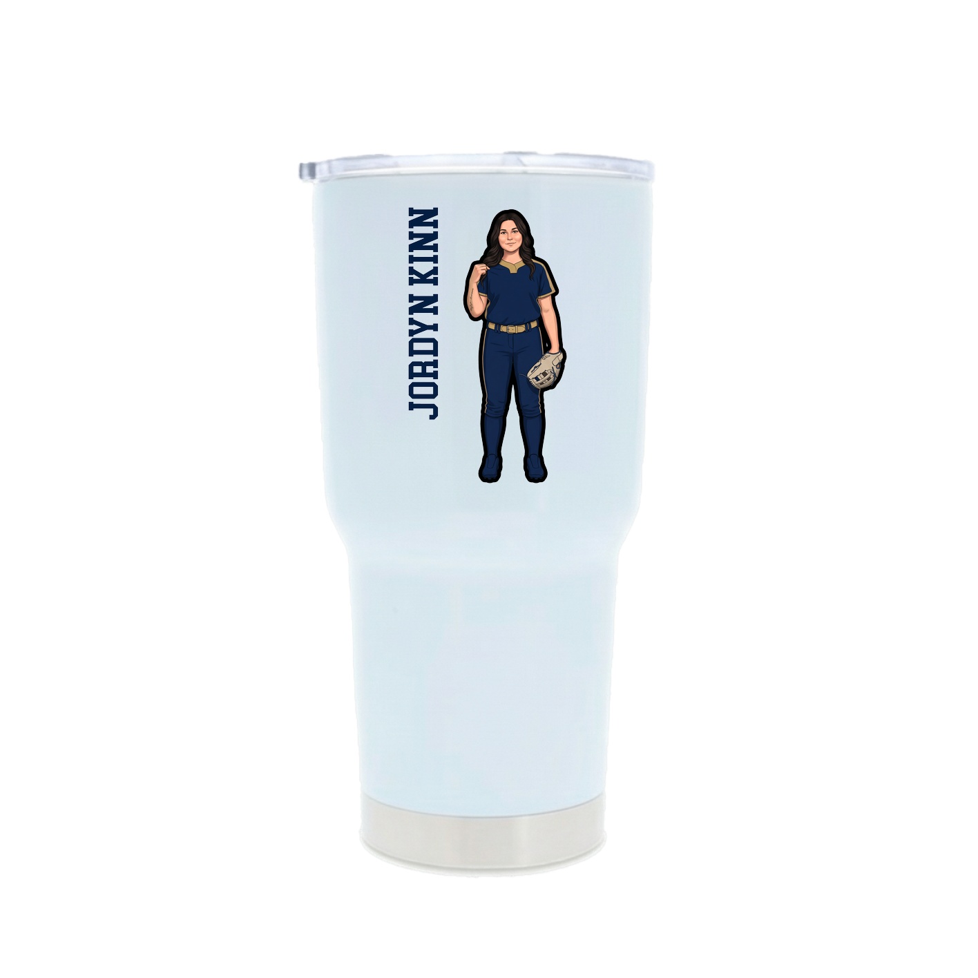 30oz Stainless Steel Tumbler — Name Vertical in White