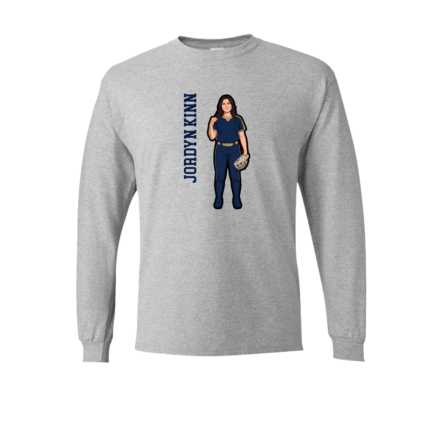 Long Sleeve Tee — Name Vertical in Grey