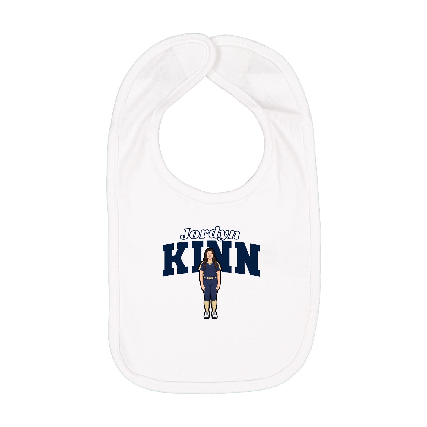 Infant Bib — Name Arch in White