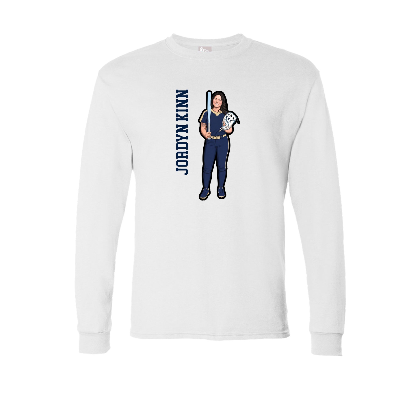 Long Sleeve Tee — Name Vertical in White