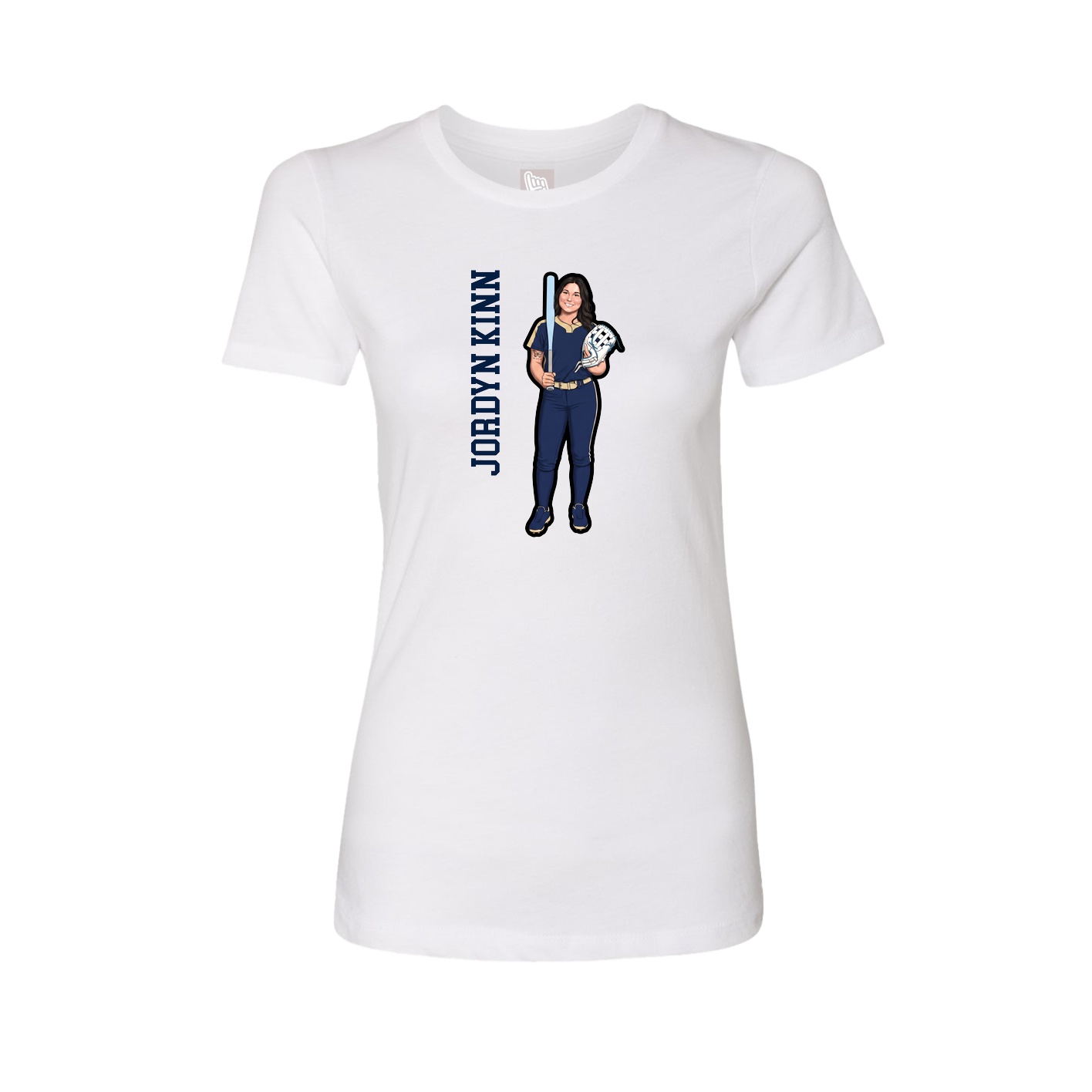 Womens Tee — Name Vertical in White