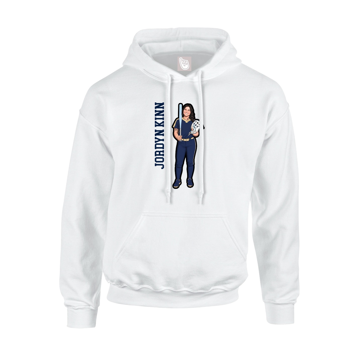Youth Hoodie — Name Vertical in White