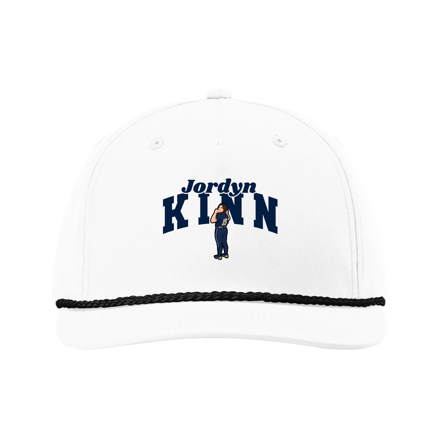 Five-Panel Classic Rope Cap — Signature Arch in White