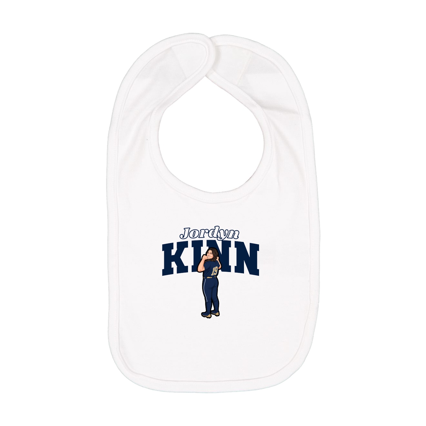 Infant Bib — Name Arch in White