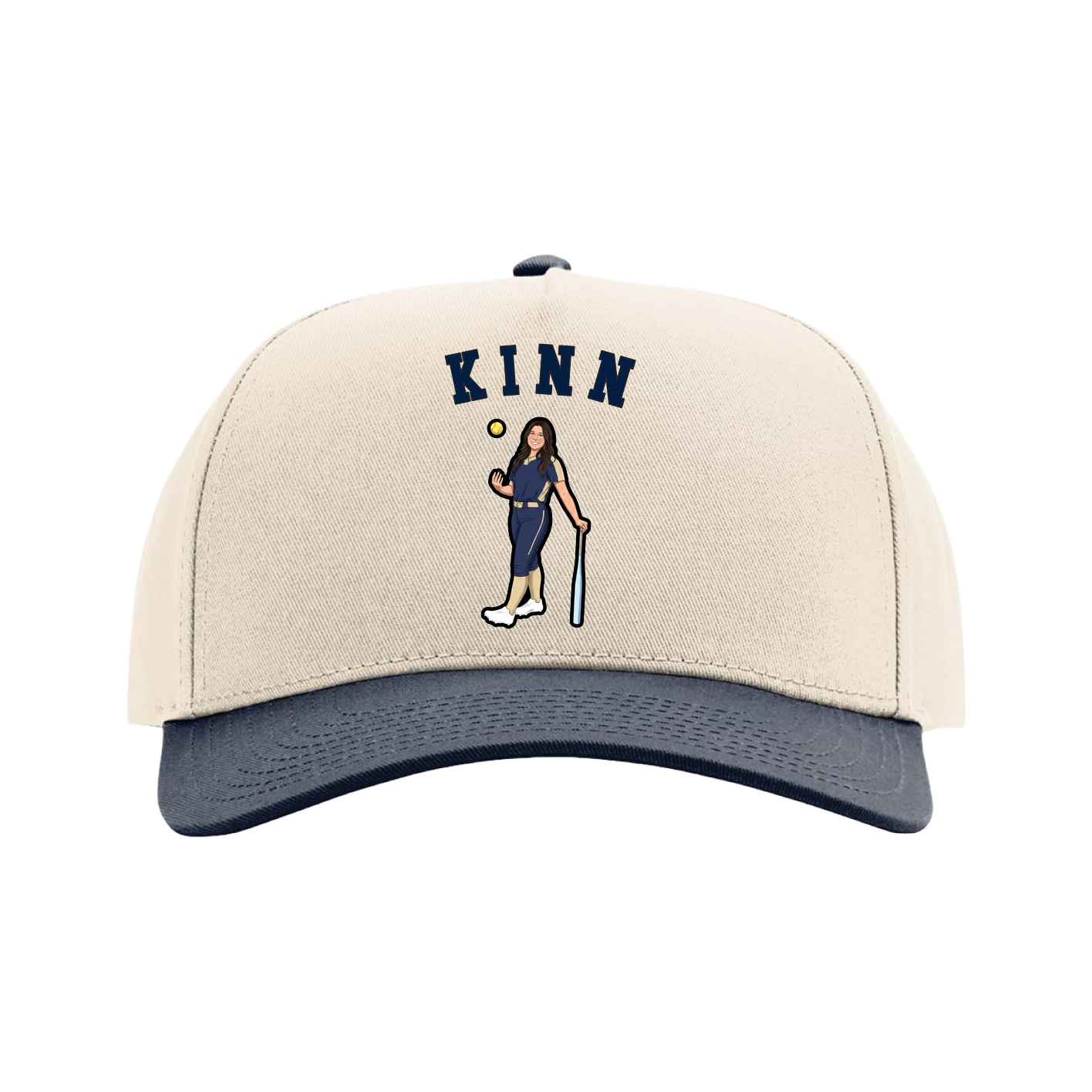 Full Fabric Five-Panel Champ Cap — Shirsey Arch in Cream/Navy