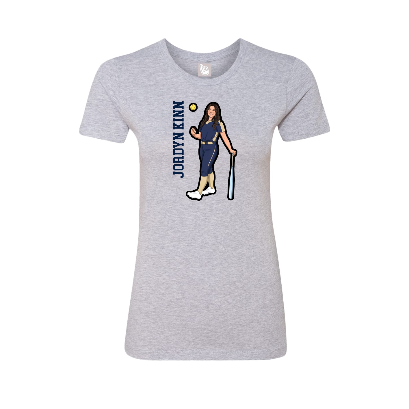 Womens Tee — Name Vertical in Grey