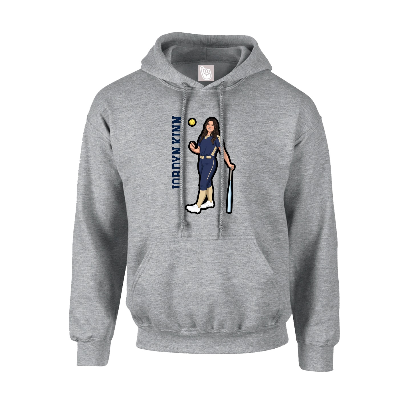Youth Hoodie — Name Vertical in Grey