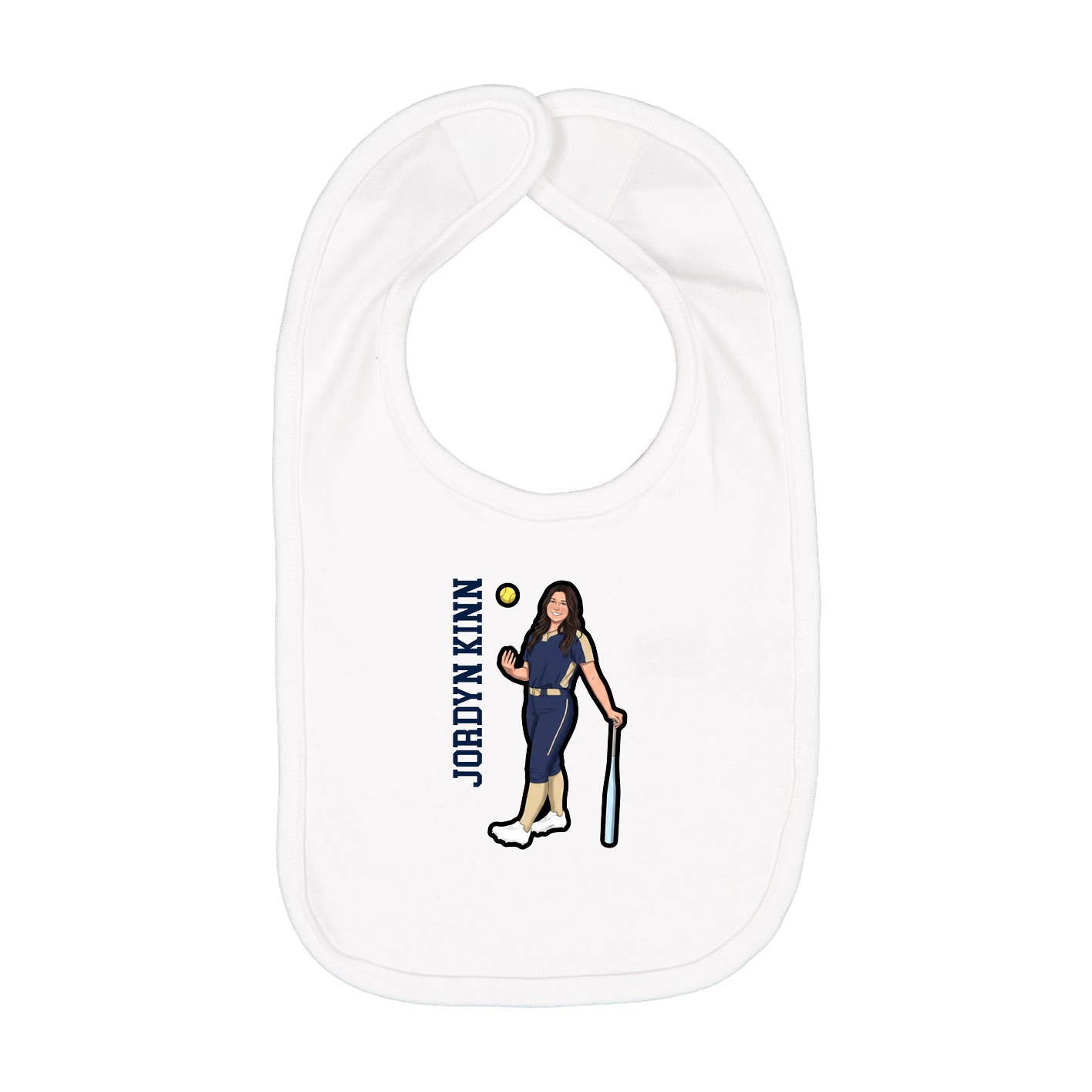 Infant Bib — Name Vertical in White