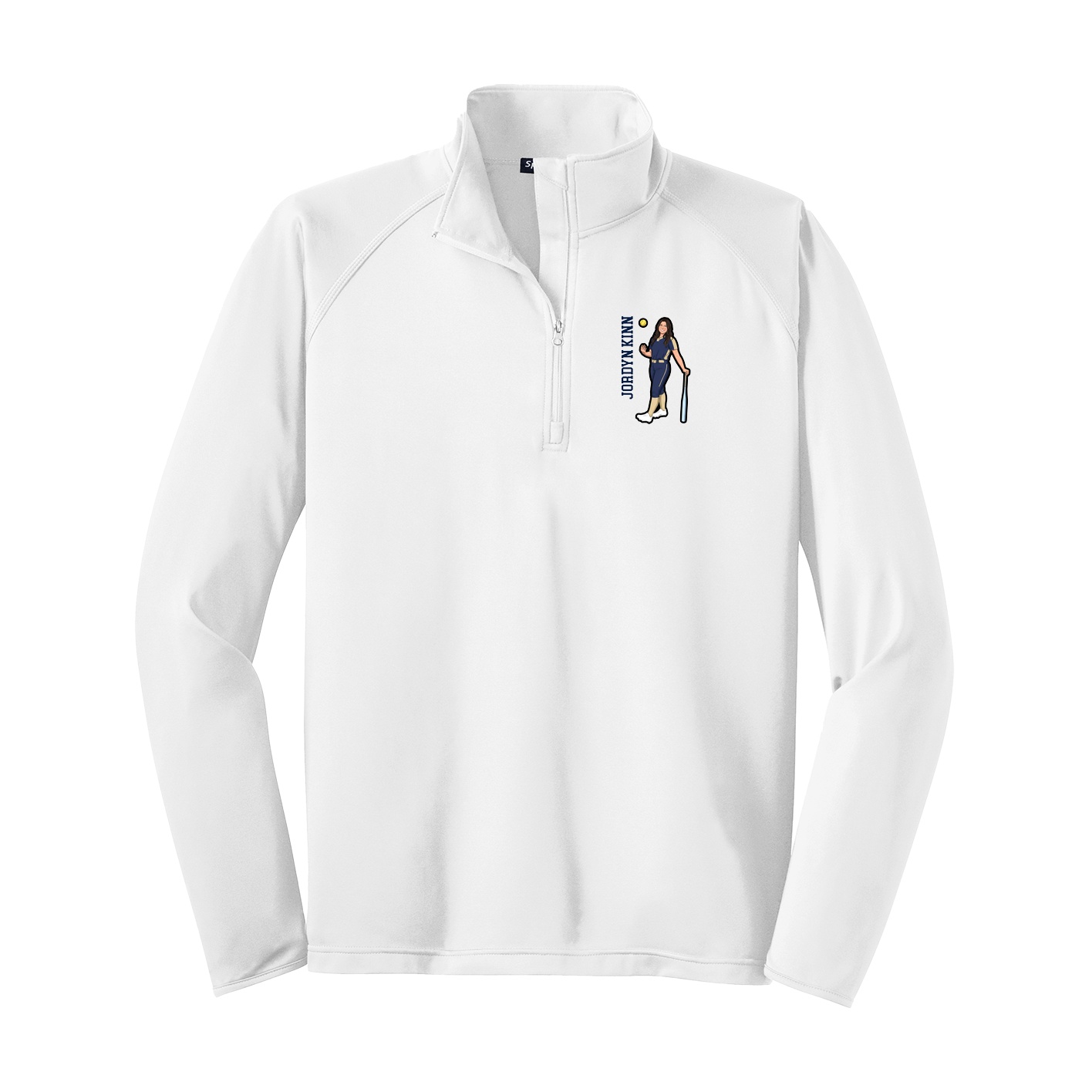 Q-Zip Pullover — Name Vertical in White
